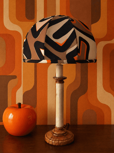 Abat-jour Dome Seventies design des années 70, confection couture en velours