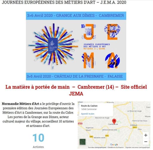 DU 3 AU 6 AVRIL 2020 JEMA à CAMBREMER