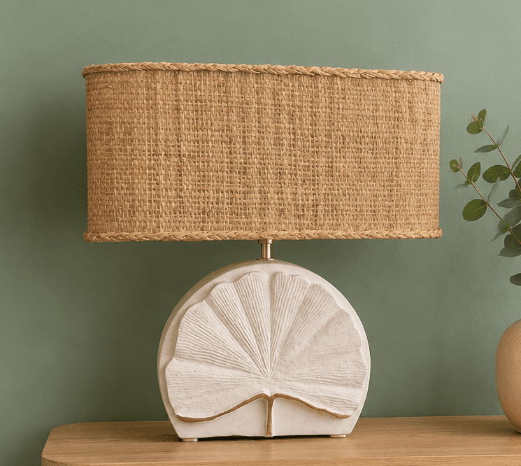 Abat-jour ovale rectangle raphia