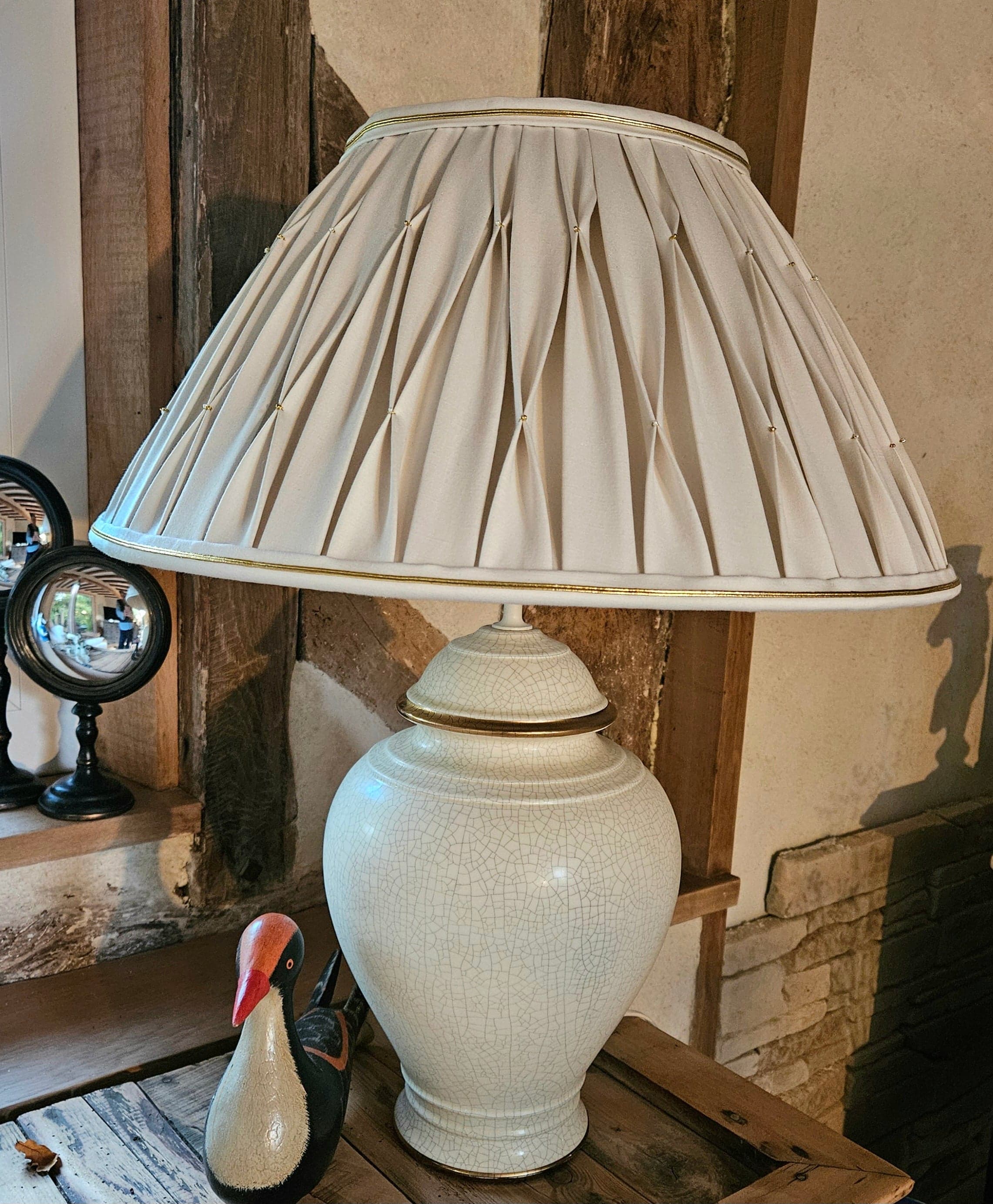 Abat-jour conique plissé "CAMPAGNE CHIC"