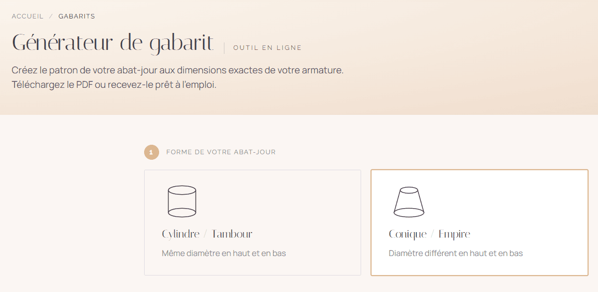Logiciel de gabarit d'abat-jour sur mesure