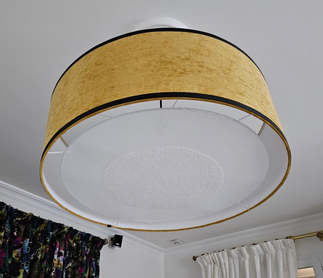 SUSPENSION cylindre velours jaune moutarde