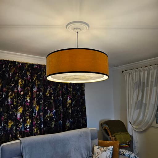 SUSPENSION cylindre velours jaune moutarde