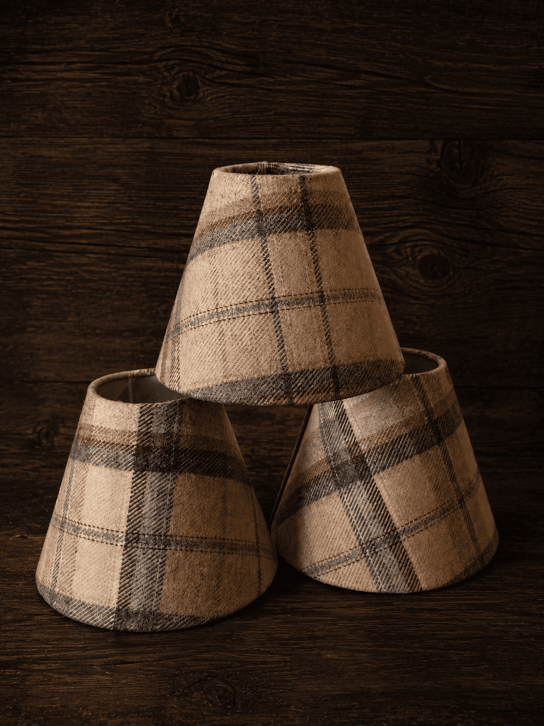 Abatjour conique en tartan de laine