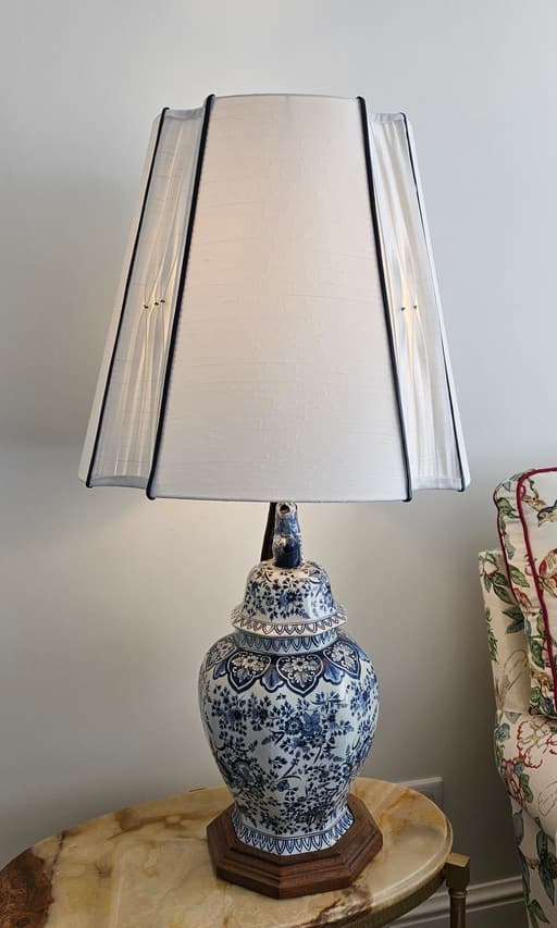 ABAT-JOUR CARRE ESPAGNOL "Perlées bleues "