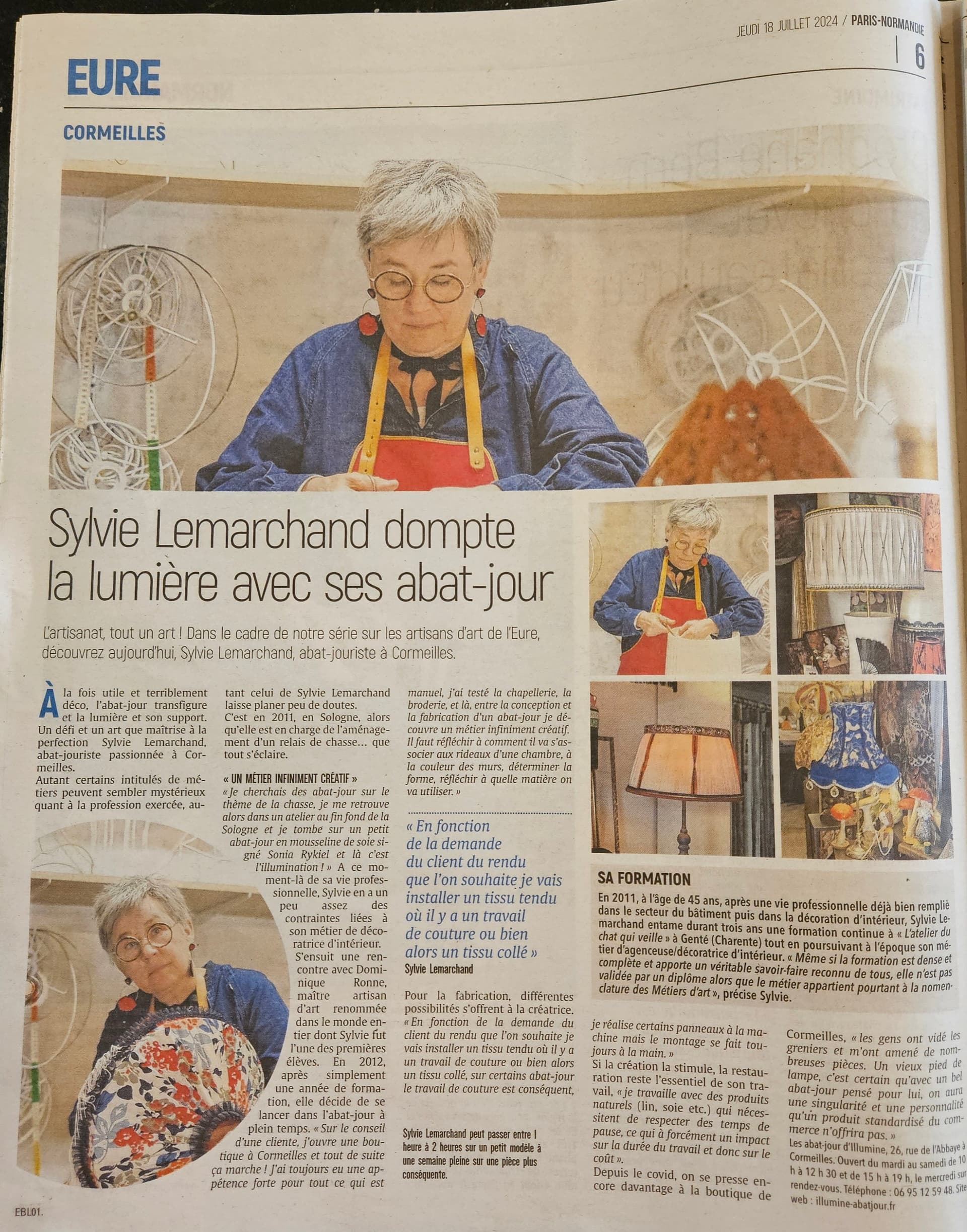 Les Abat-jour d'Illumine mis à l'honneur sur Paris Normandie ce mois Juillet 2024