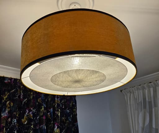 SUSPENSION cylindre velours jaune moutarde