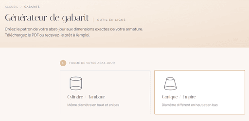Logiciel de gabarit d'abat-jour sur mesure