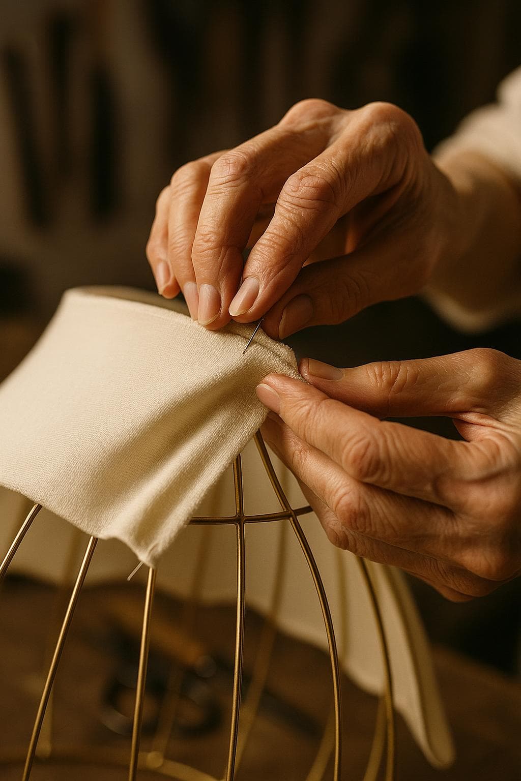 Travail artisanal sur un abat-jour