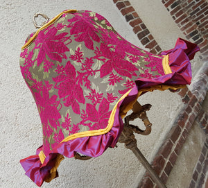Abat-jour Dome Couture système lyre Velours rose et or - Les abat-jour d’illumine