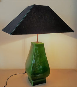 Abat-jour pyramide lin noir et doré mat - Les abat-jour d’illumine