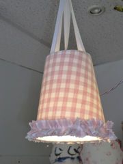 Petite lanterne Vichy rose - Les abat-jour d’illumine